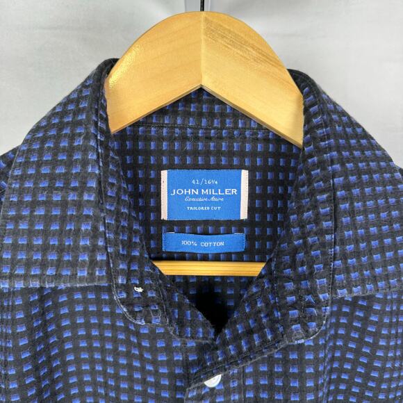 John Miller Tailored Cut Heavy 100% Cotton Button Up Shirt Men's 41/16.25 - Picture 4 of 6